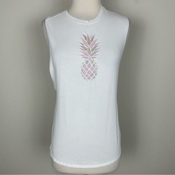 Lululemon White pIneapple Graphic Muscle Tee  Tank Small - Picture 1 of 7